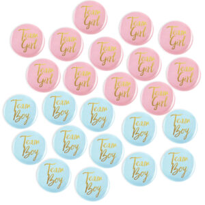 Team Boy Team Girl Button Pins for Baby Shower Party Supplies