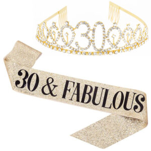 30th Fabulous birthday glitter sash and tiara Birthday girl sash and 30th birthday tiara