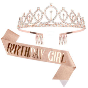 Factory direct all kinds of glitter birthday girl sash and rhinestone tiara crown for girls' women's happy birthday party gift