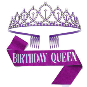 Factory price birthday queen glitter sash and rhinestone crown for happy birthday party decorations