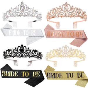 Factory direct Glitter bride to be sash and Crystal Tiara Crown for bachelorette party decorations