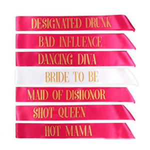 Bachelorette party gifts 7pcs birde to be sash set Rose red satin bride sash