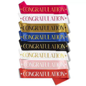 Stock Printed letter satin Congratulation sash for graduation ceremony party decoration gift