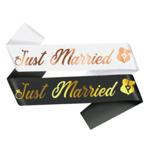 Bachelorette party supplies Satin bride bridegroom Just Married foiled letter satin sash