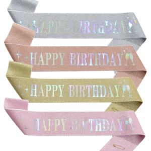 Rose gold/gold/silver/pink Colorful foiled letter happy birthday glitter sash