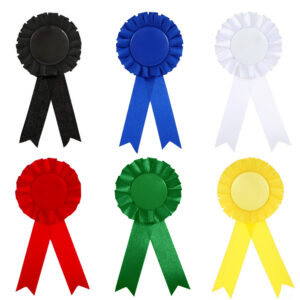 Hight Quality Custom Logo Blank Colored Button Pins Set Motivational Rosette Award Ribbon Badge