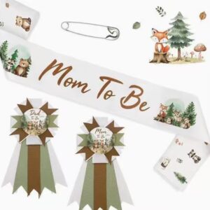 Wholesale best selling Jungle theme items Mom to be sash and dad to be mom to be tinplate Pin badge set