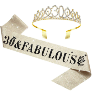 New Design Gold/rose gold 30/40/50/60/70/80/90 Fabulous glitter sash and tiara crown kit for birthday party decor