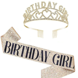 Best selling birthday girl tiara crown and birthday girl glitter sash Kit