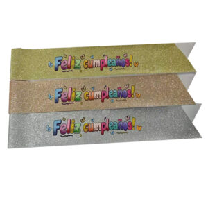 Wholesale best selling Jungle theme items Feliz Cumpleanos glitter sash Gold, silver and rose gold color Happy birthday sash