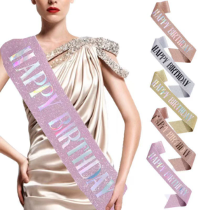 Colorful happy birthday foil letter glitter sash Rose gold happy birthday sash for girl's birthday party gift
