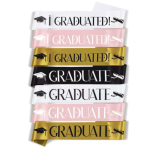 Wholesale I Graduated satin sash  Print Graduate font sash for graduation ceremony party supplies