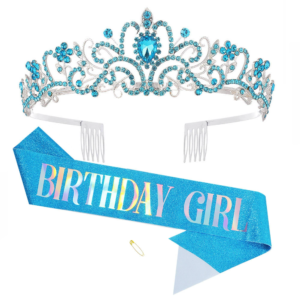 Wholesale colorful  foiled font birthday girl and birthday queen glitter sash and tiara crown kit for girl's women's happy birthday party