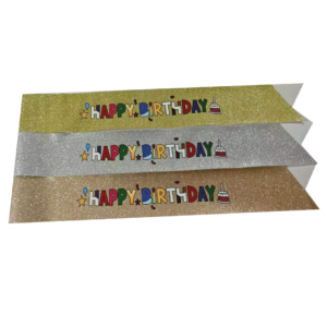 Wholesale best selling Jungle theme items Happy birthday glitter sash Gold, silver and rose gold color