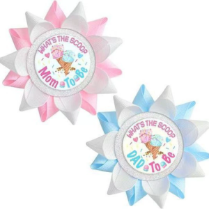 Wholesale manual Grosgrain Ribbon Pins Mom to be Dad to be Button Team boy team girl Tinplate badge Pins for boy or girl baby shower party