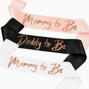 Rose gold mummy to be sash Daddy to be  for Newborn baby shower party decorations