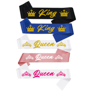 Foiled letter Queen King satin sash for birthday party/bachelorette party decorations