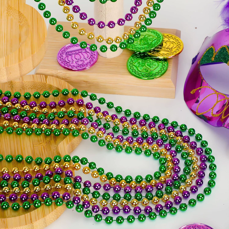 Electroplated Mardi gras beads necklace for Independence Day Carnival day and Halloween party - Image 4