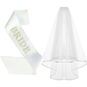 Wholesale pearl bride sash and brial veil set for bachelorette party decorations
