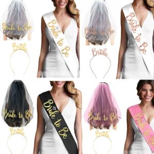 Wholesale bachelorette party decoration kit bride to be sash bridal veil and bride headband set