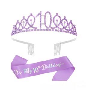 Best selling 4th/5th/6th/7th/8th/9th/10th it's my birthday purple sash and Rhinestone tiara set for kids' birthday party decoration
