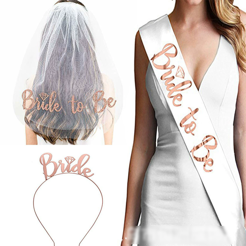 Wholesale bachelorette party decoration kit bride to be sash bridal veil and bride headband set - Image 3