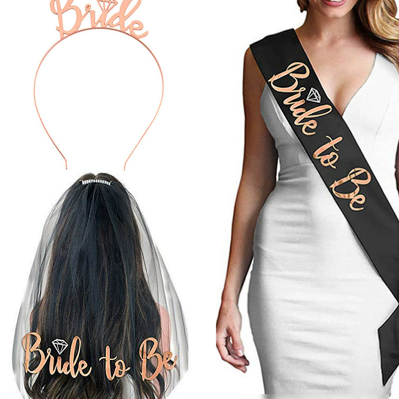 Wholesale bachelorette party decoration kit bride to be sash bridal veil and bride headband set - Image 5