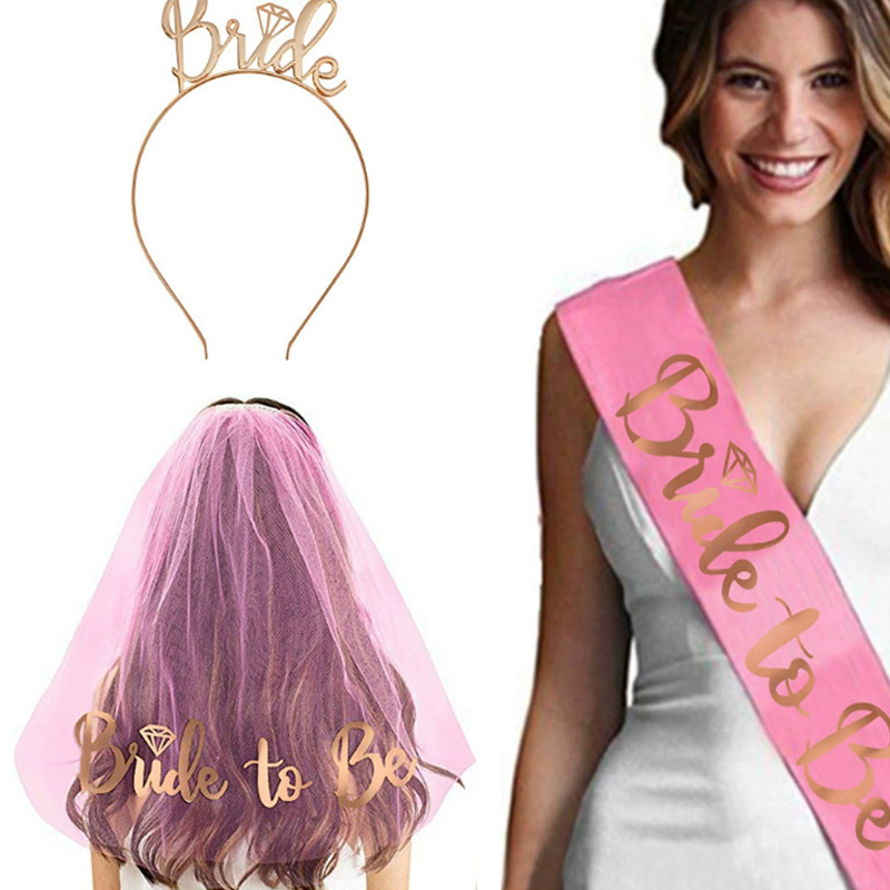 Wholesale bachelorette party decoration kit bride to be sash bridal veil and bride headband set - Image 2