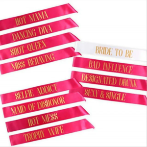 Classic Party sash  12pcs bride to be Rose red sash with gold print letters for hen party decor