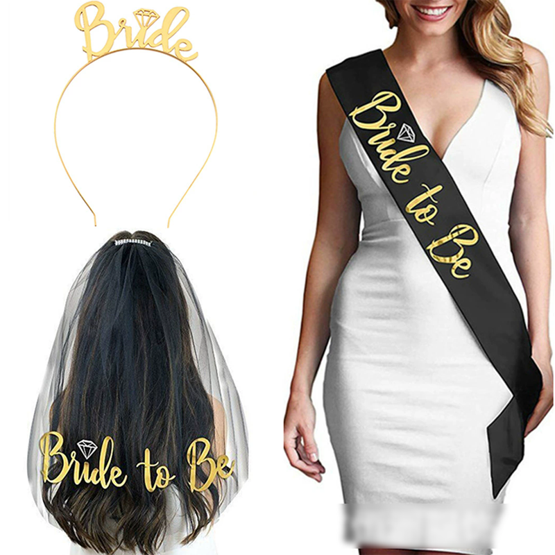 Wholesale bachelorette party decoration kit bride to be sash bridal veil and bride headband set - Image 7
