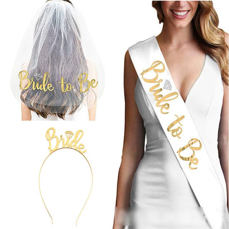 Wholesale bachelorette party decoration kit bride to be sash bridal veil and bride headband set - Image 6